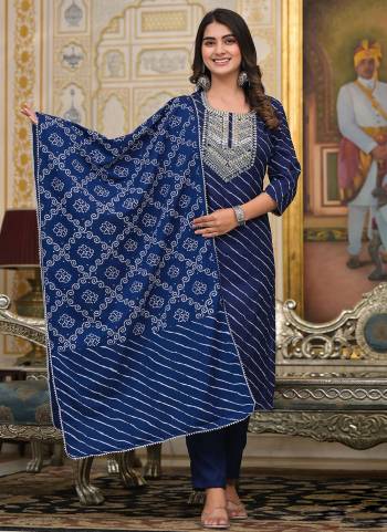 Attrective These Designer Suit in Fine Colored Pair With Bottom And Dupatta.These Top And Dupatta Are Fabricated On Cotton Pair With Cotton Bottom.Its Beautified With Heavy Designer Laheriya Printed.