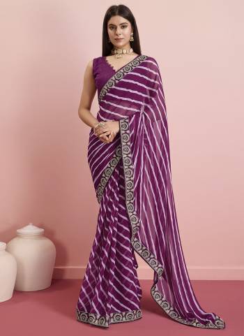 Looking These Designer Saree in Fine Colored.These Saree Are Georgette And Blouse is Art Silk Fabricated.Its Beautified With Designer Laheriya Printed, Embroidery Work Lace Border.