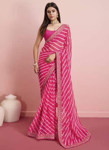 Looking These Designer Saree in Fine Colored.These Saree Are Georgette And Blouse is Art Silk Fabricated.Its Beautified With Designer Laheriya Printed, Embroidery Work Lace Border.