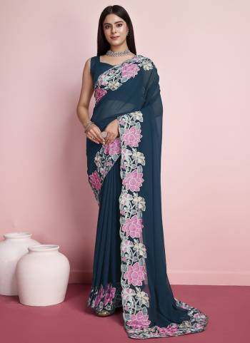 Garb These Designer Saree in Fine Colored.These Saree Are Georgette And Blouse is Art Silk Fabricated.Its Beautified With Designer Multy Thread Embroidery Work.