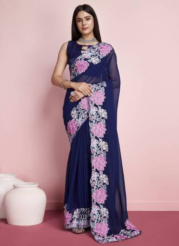 Garb These Designer Saree in Fine Colored.These Saree Are Georgette And Blouse is Art Silk Fabricated.Its Beautified With Designer Multy Thread Embroidery Work.