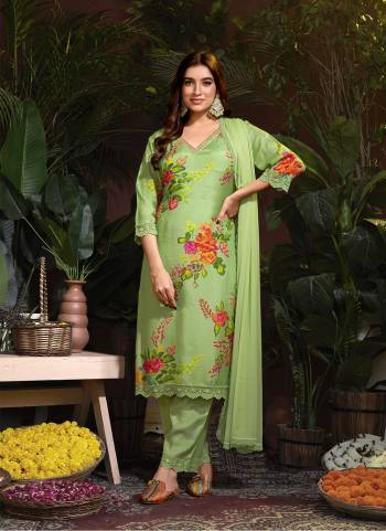 Attrective These Beautiful Looking Readymade Suits.These Top And Dupatta Are Muslin And Bottom Are Muslin Fabricated.Its Beautified With Disigner Digital Printed With Embroidery Lace Work Neck And Daman.