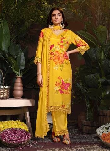 Attrective These Beautiful Looking Readymade Suits.These Top And Dupatta Are Muslin And Bottom Are Muslin Fabricated.Its Beautified With Disigner Digital Printed With Embroidery Lace Work Neck And Daman.