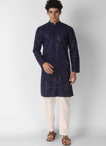 Garb These Designer Mens Wear Kurta.Its Cotton Fabriced.Its Designer Thread,Sequance Embroidery Work