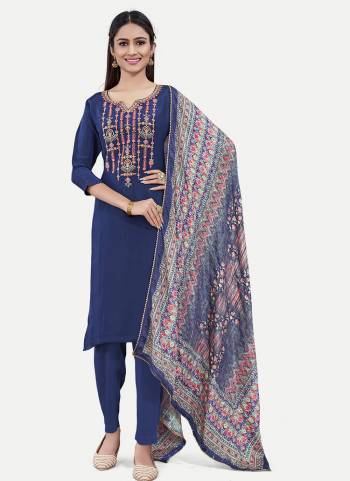 Attrective These Party Wear Salwar Suit in Fine Colored Pair With Bottom And Dupatta.These Top Upada Silk And Dupatta Are Upada Silk And Pair With Upada Silk Bottom.Its Beautified With Designer Embroidery With Printed Dupatta.