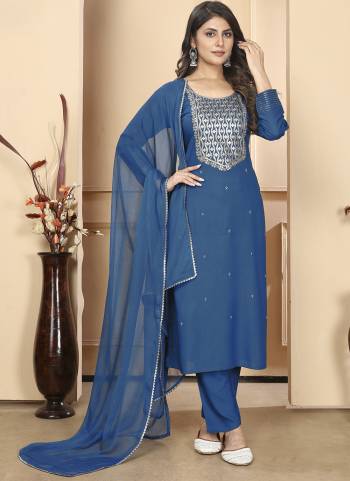 Garb These Beautiful Looking Readymade Suits.These Top And Bottom Are Rayon And Dupatta Are Nazmin Fabricated.Its Beautified With Disigner Sequance Embroidery Work.