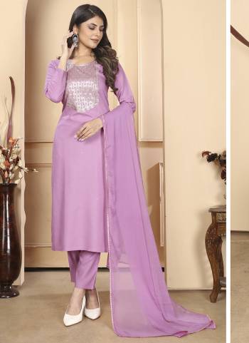 Garb These Beautiful Looking Readymade Suits.These Top And Bottom Are Rayon And Dupatta Are Nazmin Fabricated.Its Beautified With Disigner Sequance Embroidery Work.