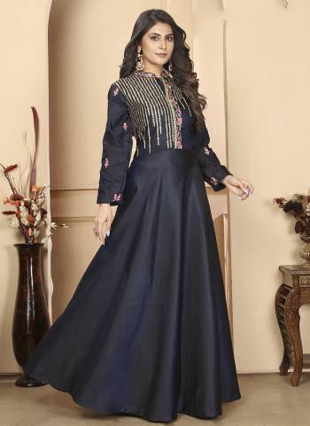 Grab These Beautiful Looking Readymade Gown.These Gown Are Triva Silk Fabricated.Its Beautified With Designer Embroidery Work.