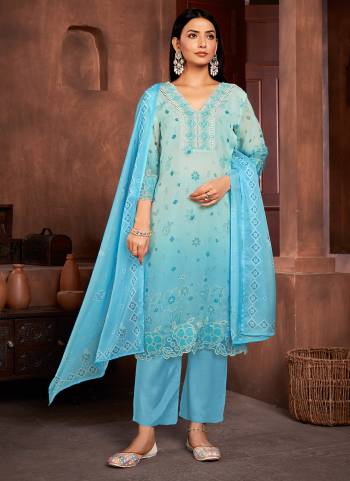 Attrective These Beautiful Looking Readymade Suits.These Top And Dupatta Are Organza And Bottom Are Muslin Fabricated.Its Beautified With Disigner Digital Printed With Embroidery,Hand Work.