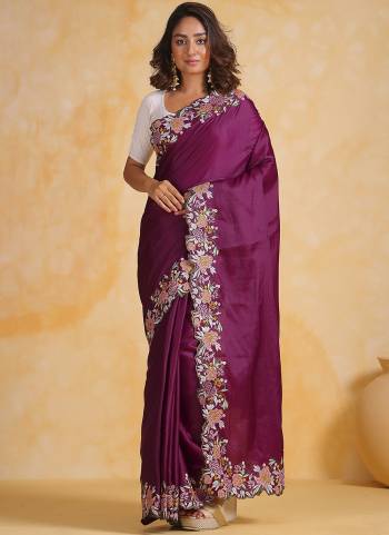 Attrective Looking These Party Wear Saree in Fine Colored.These Saree Are Tusser Silk And Blouse is Fabricated On Art Silk.Its Beautified With Designer Viscose Thread Embroidery Work.