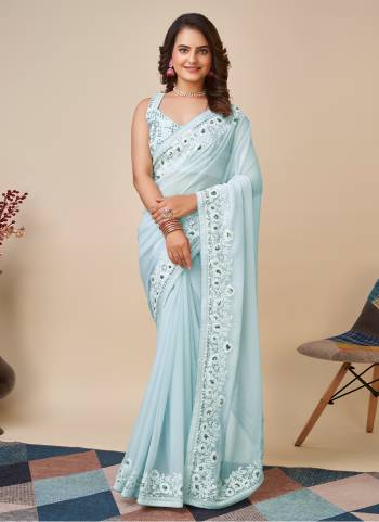 Attrective Look These Party Wear Saree in Fine Colored.These Saree Are Georgette And Blouse is Art Silk Fabricated.Its Beautified With Designer Thread,Sequance Embroidery Work.