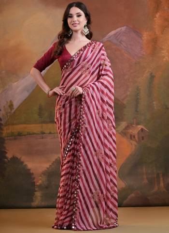 Garb These  Saree in Fine Colored.These Saree Are Georgette And Blouse is Mono Banglori Fabricated.Its Beautified With Laheriya Printed, Foil Printed With Mirror Lace Work.