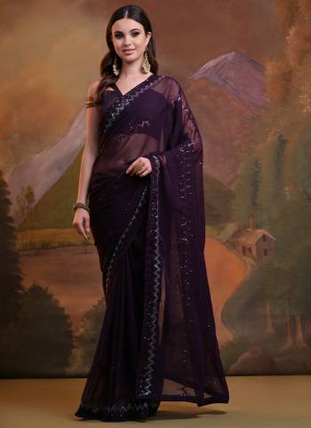 Attrective These Party Wear Saree in Fine Colored.These Saree Are Georgette And Blouse is Mono Banglori Fabricated.Its Beautified With Designer Sequance Embroidery Work.