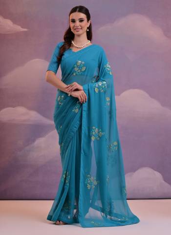 Attrective These Party Wear Saree in Fine Colored.These Saree Are Georgette And Blouse is Mono Banglori Fabricated.Its Beautified With Designer Sequance Embroidery Work.