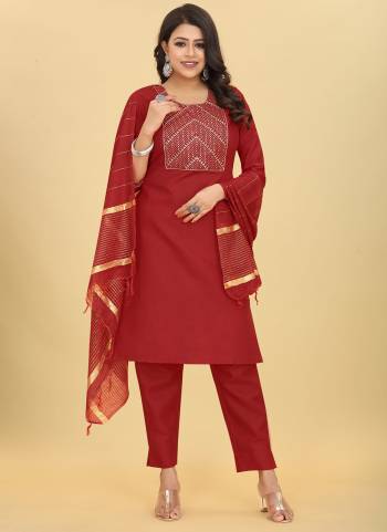 Attrective These Party Wear Suit in Fine Colored Pair With Bottom And Dupatta.These Top And Bottom Are Cotton Magic And Pair With Chanderi Lurex Dupatta.Its Beautified With Designer Jari,Sequance Embroidery Work.