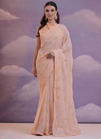 Looking These Party Wear Saree in Fine Colored.These Saree Are Georgette And Blouse is Mono Banglori Fabricated.Its Beautified With Designer Sequance Embroidery Work.