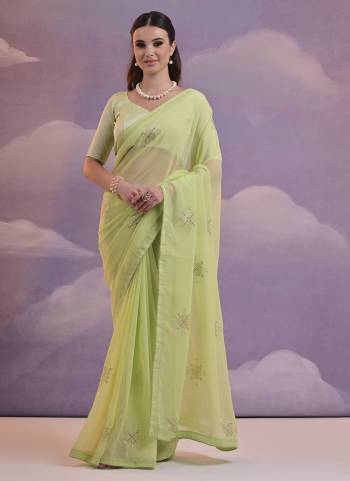 Looking These Party Wear Saree in Fine Colored.These Saree Are Georgette And Blouse is Mono Banglori Fabricated.Its Beautified With Designer Sequance Embroidery Work.