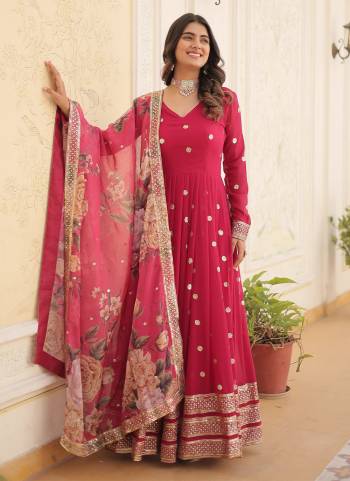 Attrective Looking These Beautiful Looking Readymade Long Gown With Dupatta.These Gown is Fabricated On Faux Georgette And Tabby Silk Dupatta.Its Beautified With Designer Jari,Sequance Embroidery Work,Printed Dupatta.