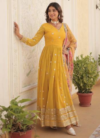 Attrective Looking These Beautiful Looking Readymade Long Gown With Dupatta.These Gown is Fabricated On Faux Georgette And Tabby Silk Dupatta.Its Beautified With Designer Jari,Sequance Embroidery Work,Printed Dupatta.