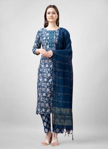 Attrective These Beautiful Looking Readymade Top,Bottom And Dupatta Set.These Top And Bottom is Fabricated On Rayon And Silk Blend Dupatta.Its Beautified With Designer Printed With Embroidery Work .