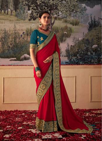  Looking These Party Wear Saree in Fine Colored.These Saree Are Vichitra And Blouse is Fabricated On Art Silk Pair.Its Beautified With Wevon Jari Lace Border Designer With Embroidery Work Blouse.