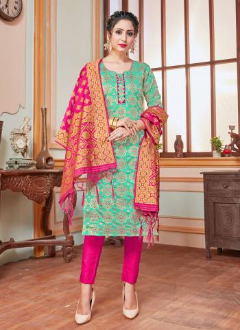 Grab This Readymade Suits In Fine Color.These Top And Bottom Are Banarasi Silk And Dupatta Are Banarasi Silk Fabricated Beautified With Wevon Designer. It Is Light In Weight And Easy To Carry All Day Long. 