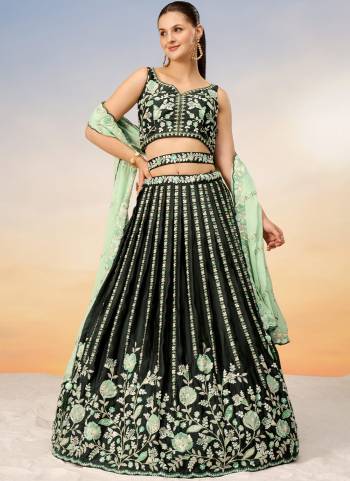 Attrective Looking This Partywear Fine Color Heavy Designer Choli And Lahenga Satin And Dupatta Georgette In Fabricated Beautified With Attrective Designer Thread,Sequance Embroidery Work. Buy Now.