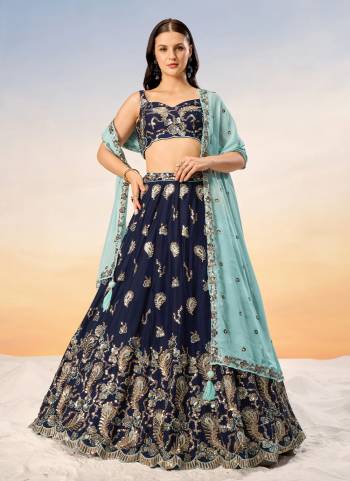 Attrective Looking This Partywear Fine Color Heavy Designer Choli Fabric Georgette And Lahenga Georgette And Dupatta Georgette In Fabricated Beautified With Attrective Designer Thread,Sequance Embroidery Work. Buy Now.