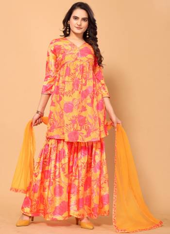 Attrective These Party Wear  Suit in Fine Colored Pair With Bottom And Dupatta.These Top Are Viscose Chinon Crochet And Dupatta Are Net And Pair With Viscose Chinon Bottom.Its Beautified With Designer Digital Printed With Sequance Lining Work.