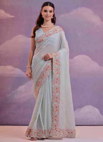 Looking These Party Wear Saree in Fine Colored.These Saree Are Georgette And Blouse is Mono Banglori Fabricated.Its Beautified With Designer Sequance Embroidery Work.