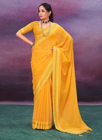  Looking These Party Wear Saree in Fine Colored.These Saree And Blouse is Fabricated On Chiffon Pair.Its Beautified With Wevon Border Patta Designer With Swarovski Work.