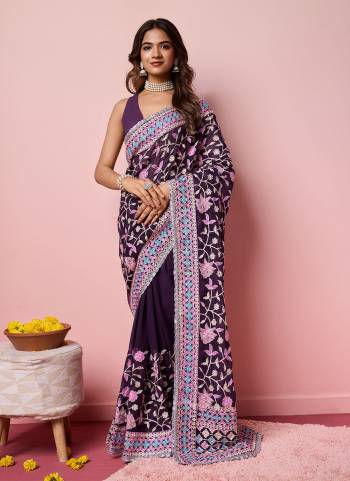 Garb These Designer Saree in Fine Colored.These Saree Are Georgette And Blouse is Art Silk Fabricated.Its Beautified With Designer Multy Thread Embroidery Work.