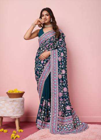 Garb These Designer Saree in Fine Colored.These Saree Are Georgette And Blouse is Art Silk Fabricated.Its Beautified With Designer Multy Thread Embroidery Work.