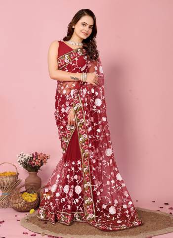 Attrective Look These Saree in Fine Colored.These Saree Are Soft Net And Blouse is Mono Banglori Fabricated.Its Beautified With Designer Multy Thread Embroidery Work.