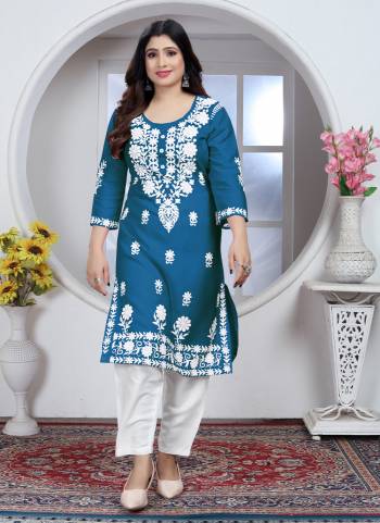 Grab These Beautiful Looking Readymade Kurti With Pant.These Kurti And Pant is Fabricated On Rayon.Its Beautified With Designer Chikankari Embroidery Work.