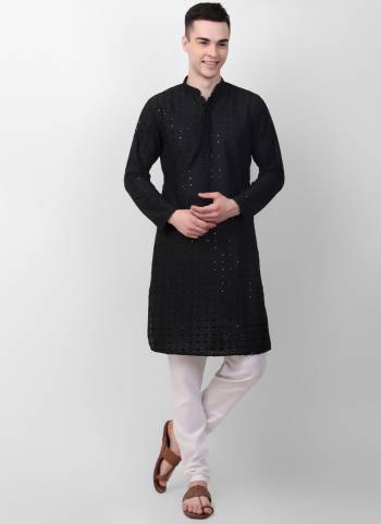 Garb These Designer Mens Wear Kurta.Its Cotton Fabriced.Its Designer Thread,Sequance Embroidery Work