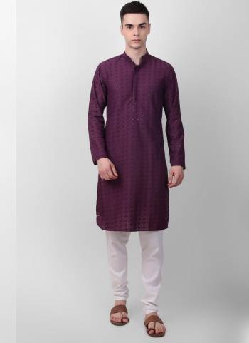 Garb These Designer Mens Wear Kurta.Its Cotton Fabriced.Its Designer Thread,Sequance Embroidery Work