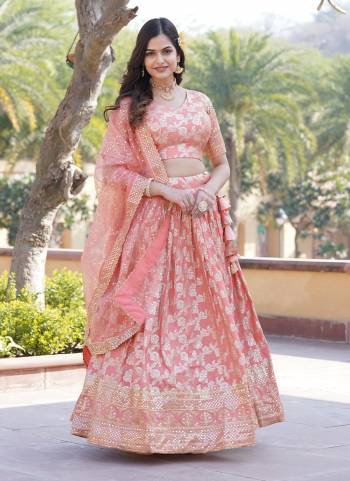 For A Designer Look,Grab These Lehenga Choli in Fine Colored.These Lehenga And Blouse Are Fabricated On Viscose Jacquard Pair With Organza Dupatta.Its Beautified With Wevon Jacquard Designer With Sequance Embroidery Work.