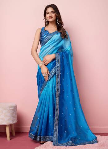 Looking These Party Wear Saree in Fine Colored.These Saree Are Organza And Blouse is Art Silk Fabricated.Its Beautified With Pedding Color With Designer Sequance Embroidery Work.