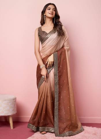 Looking These Party Wear Saree in Fine Colored.These Saree Are Organza And Blouse is Art Silk Fabricated.Its Beautified With Pedding Color With Designer Sequance Embroidery Work.