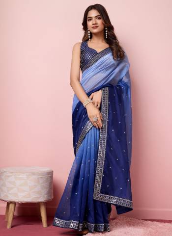 Looking These Party Wear Saree in Fine Colored.These Saree Are Organza And Blouse is Art Silk Fabricated.Its Beautified With Pedding Color With Designer Sequance Embroidery Work.