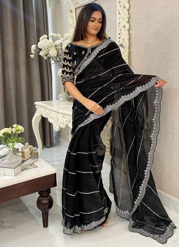 Attrective These Party Wear Saree in Fine Colored.These Saree Are Jimmy Choo And Blouse is Jimmy Choo Fabricated.Its Beautified With Designer Silver Jari,Sequance Embroidery Work.