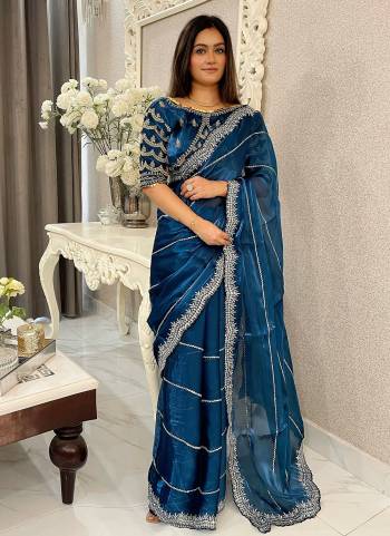 Attrective These Party Wear Saree in Fine Colored.These Saree Are Jimmy Choo And Blouse is Jimmy Choo Fabricated.Its Beautified With Designer Silver Jari,Sequance Embroidery Work.