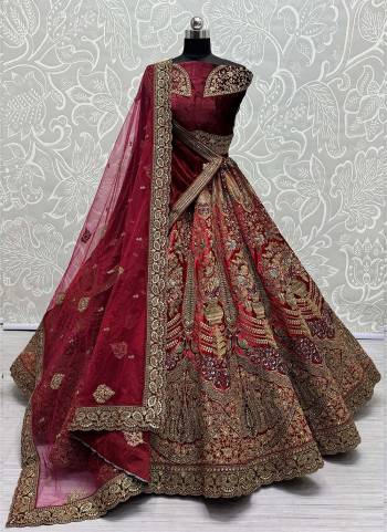 For A Fancy Designer Look,Grab These Lehenga Choli With 2 Dupatta in Fine Colored.These Lehenga And Choli Are Velvet And Dupatta Are Fabricated On Soft Net & Velvet Pair.Its Beautified With Designer Sequance,Thread,Dori Embroidery With Diamond Work.