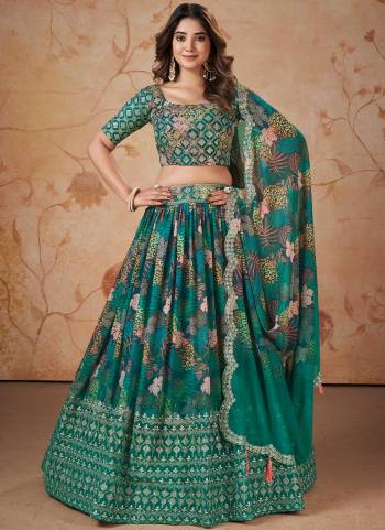 For A Designer Look,Grab These Lehenga Choli in Fine Colored.These Lehenga And Blouse Are Fabricated On Faux Georgette Pair With Faux Georgette Dupatta.Its Beautified With Digital Printed,Jari, Sequance Embroidery Work.