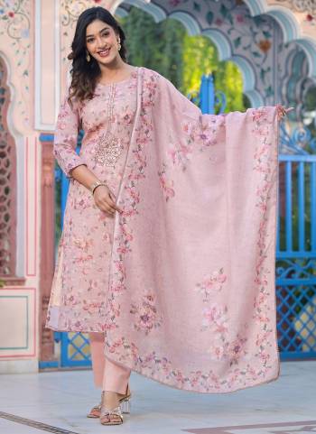 Garb These Beautiful Looking Readymade Suits.These Top Are Linen And Bottom Are Cotton And Dupatta Are Linen Fabricated.Its Beautified With Disigner Printed With Embroidery Work.