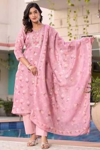 Garb These Beautiful Looking Readymade Suits.These Top Are Linen And Bottom Are Cotton And Dupatta Are Linen Fabricated.Its Beautified With Disigner Printed With Embroidery Work.