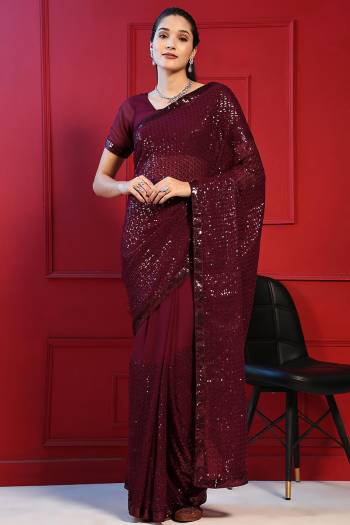 Looking These Party Wear Saree in Fine Colored.These Saree And Blouse is Fabricated On Georgette.Its Beautified Designer Sequance Embroidery Work.