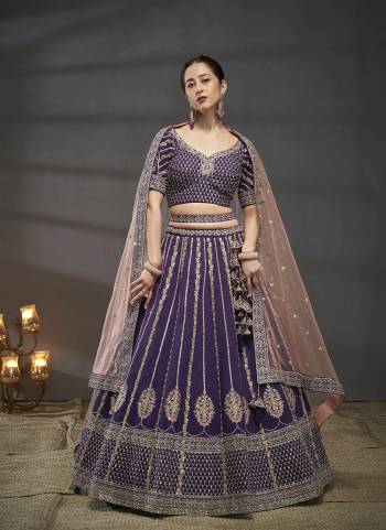 Attrective Looking This Partywear Fine Color Heavy Designer Choli Fabric Silk And Lahenga Silk And Dupatta Net In Fabricated Beautified With Attrective Designer Thread,Sequance,Coding Embroidery,Moti,Zarkan Work. Buy Now.