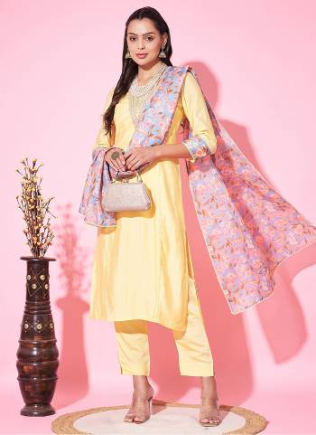 Garb These Beautiful Looking Readymade Suits.These Top Are Silk Blend And Bottom Are Silk Blend And Dupatta Are Mal Fabricated.Its Beautified With Embroidery Work With Printed Dupatta.